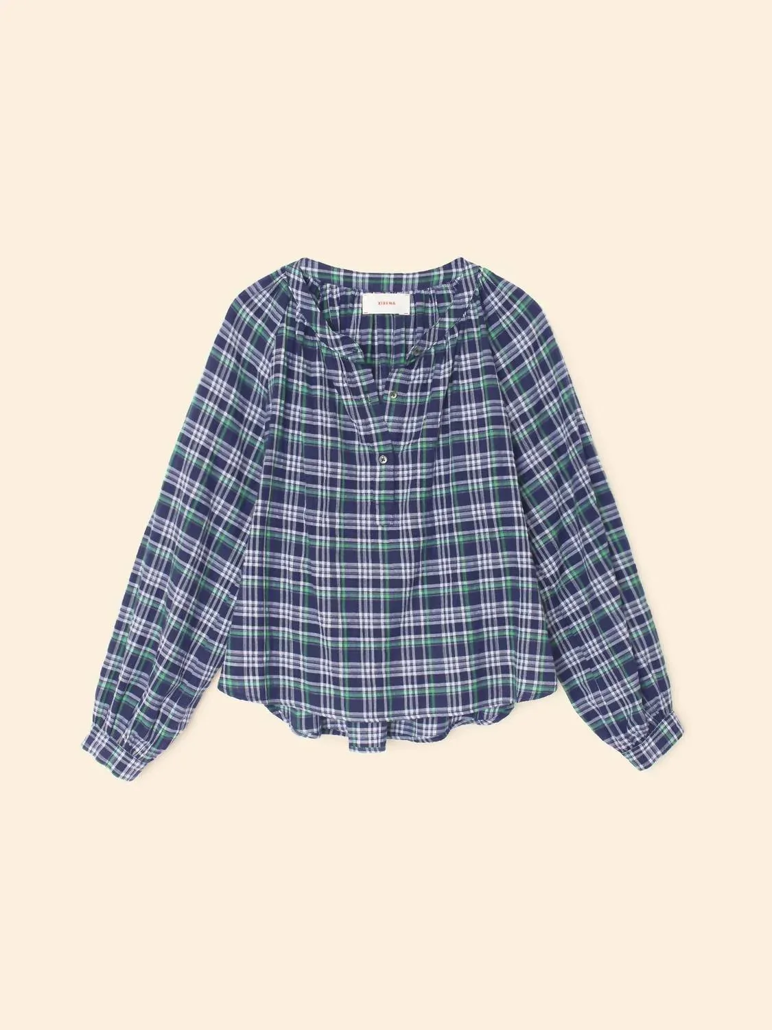 Dara Top in Forest Blue Plaid by XIRENA
