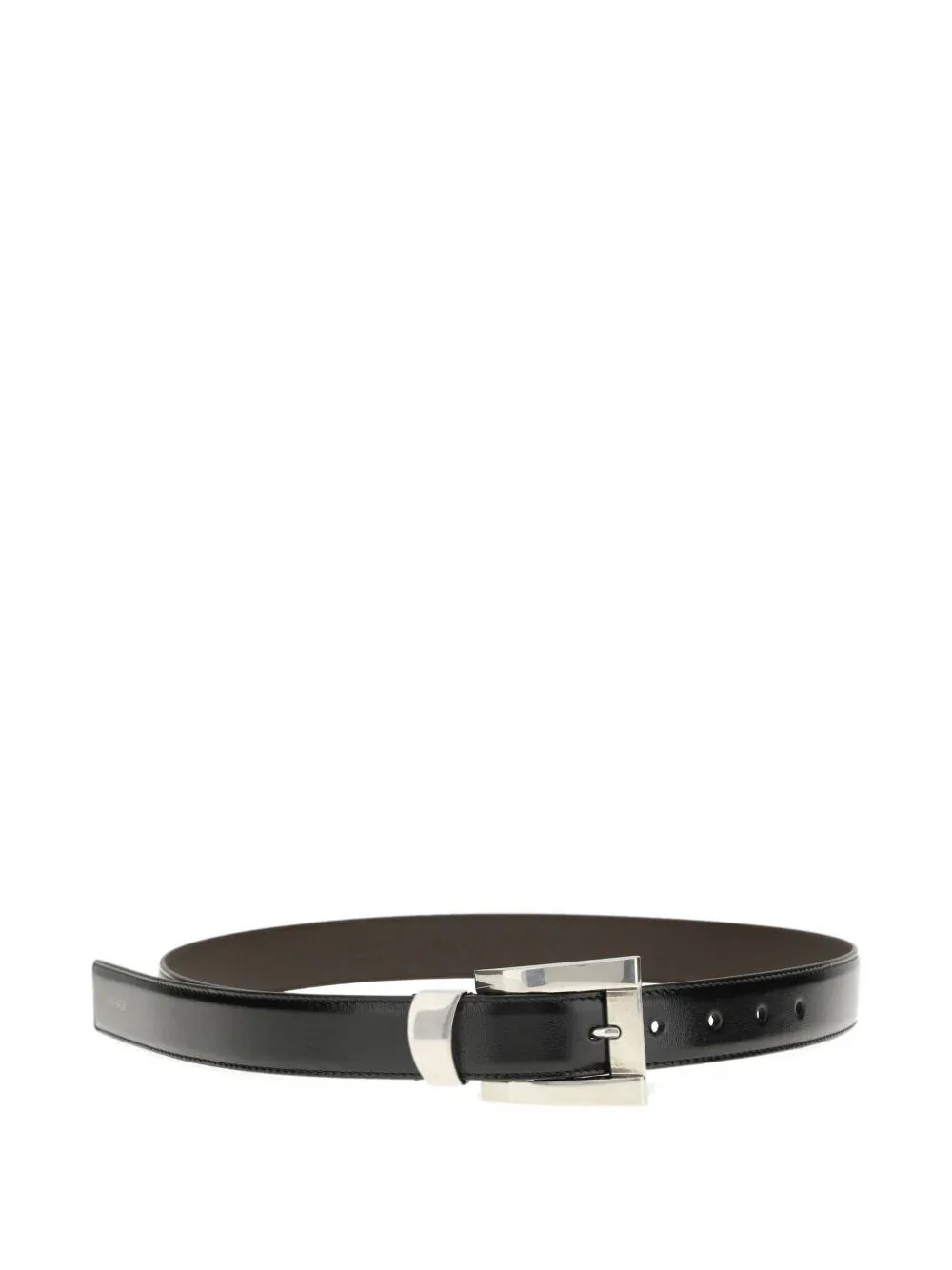 Narrow Silk and Nylon Belt with Polished Silver Buckle by Versace