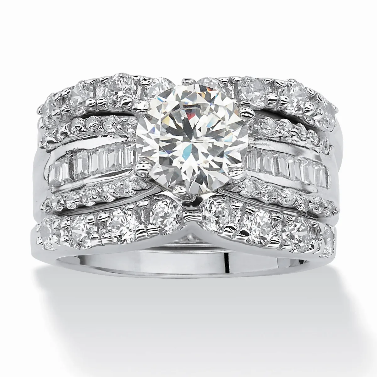 5.62 TCW Cubic Zirconia 3-Pc. Bridal Set in Platinum-Plated by Palm Beach Jewelry