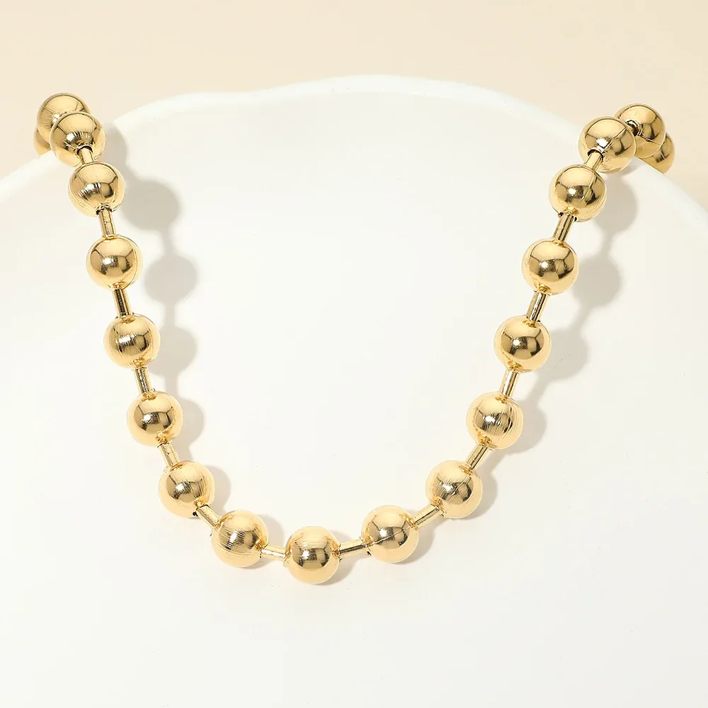 Stainless Steel Chunky Beaded Chain Necklace 20" L by FASHNZFAB