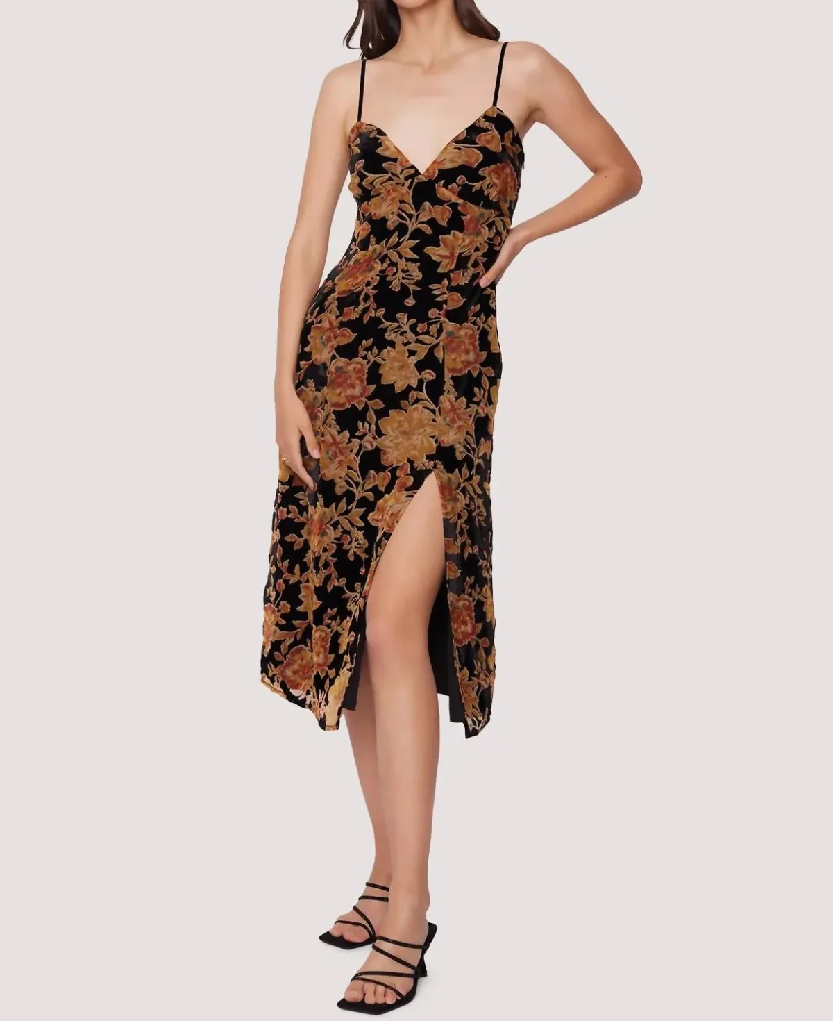 Cabin Hideaway Midi Dress in Black Floral by LOST + WANDER