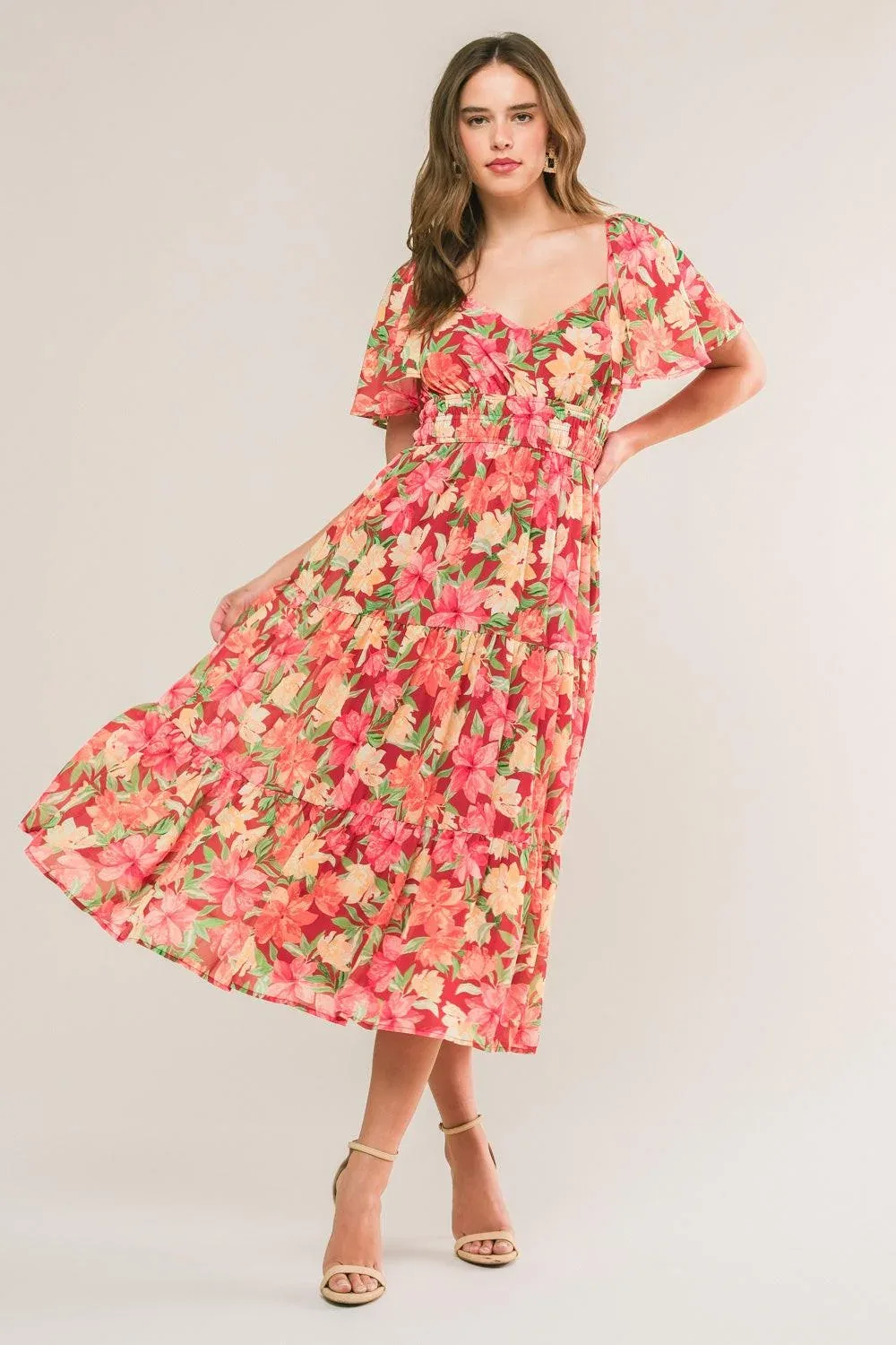 Love Is Blooming Woven Midi Dress by TRUEDAMES