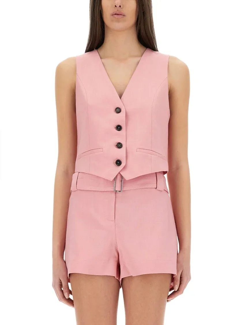 Cropped Vest with Deep V-Neckline by Msgm