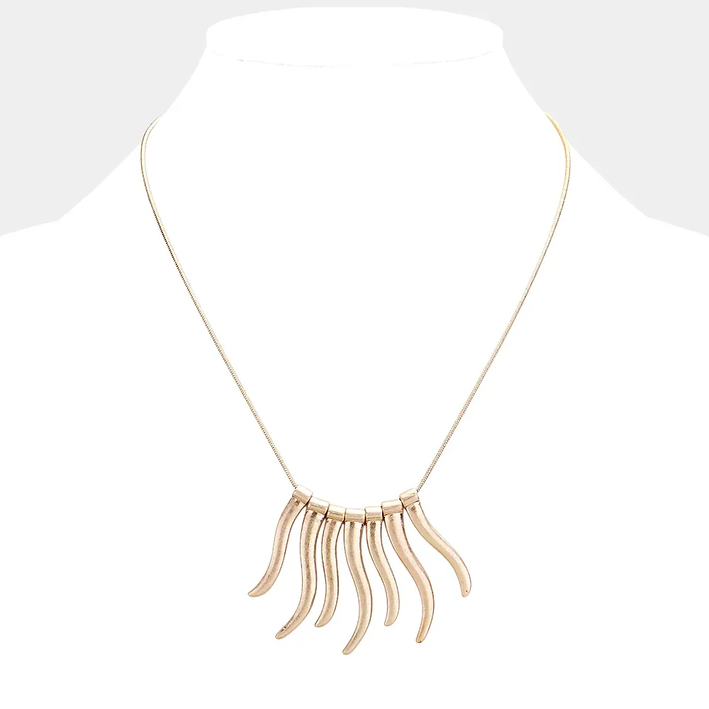 Metal Bar Fringe Necklace by FASHNZFAB