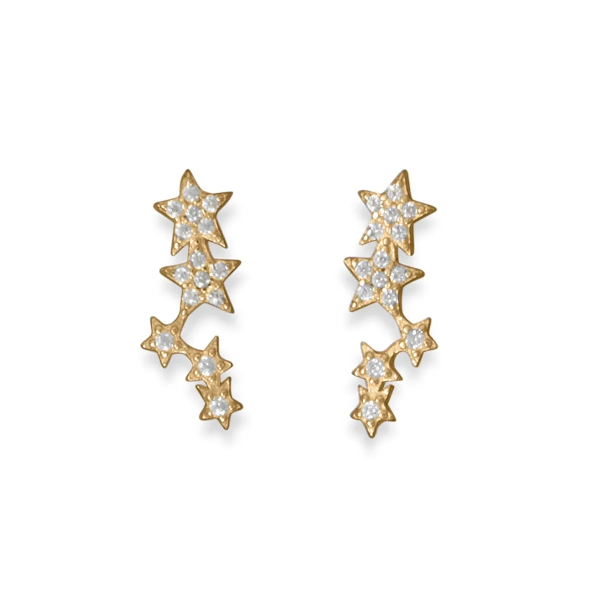 14 Karat Gold Plated CZ Star Cluster Earrings by FASHNZFAB