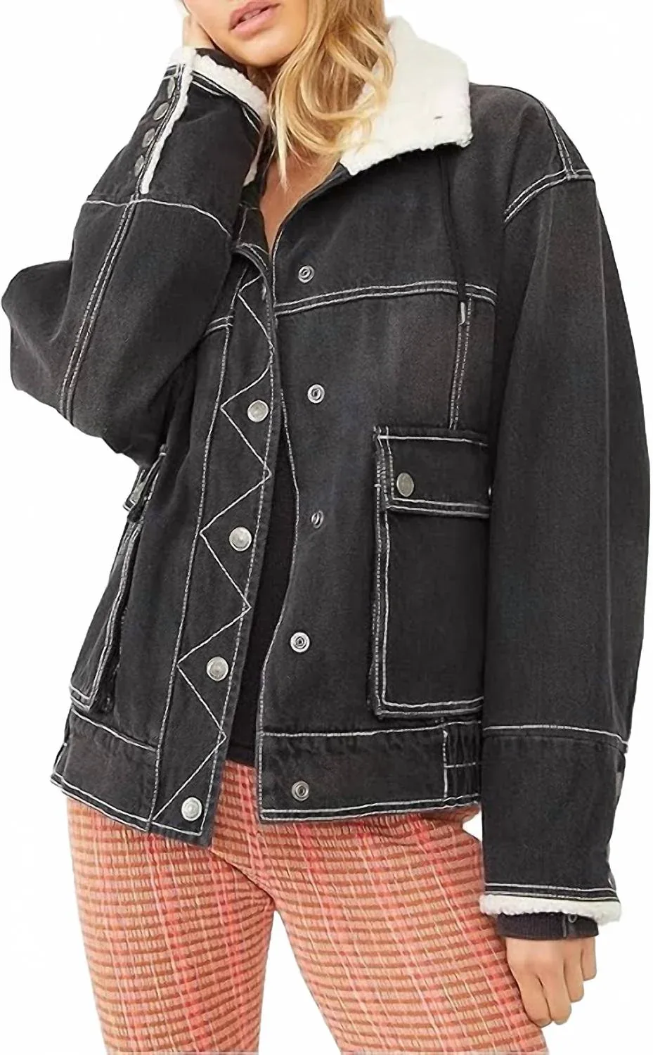 Ariel Cozy Denim Bomber Jacket by Free People