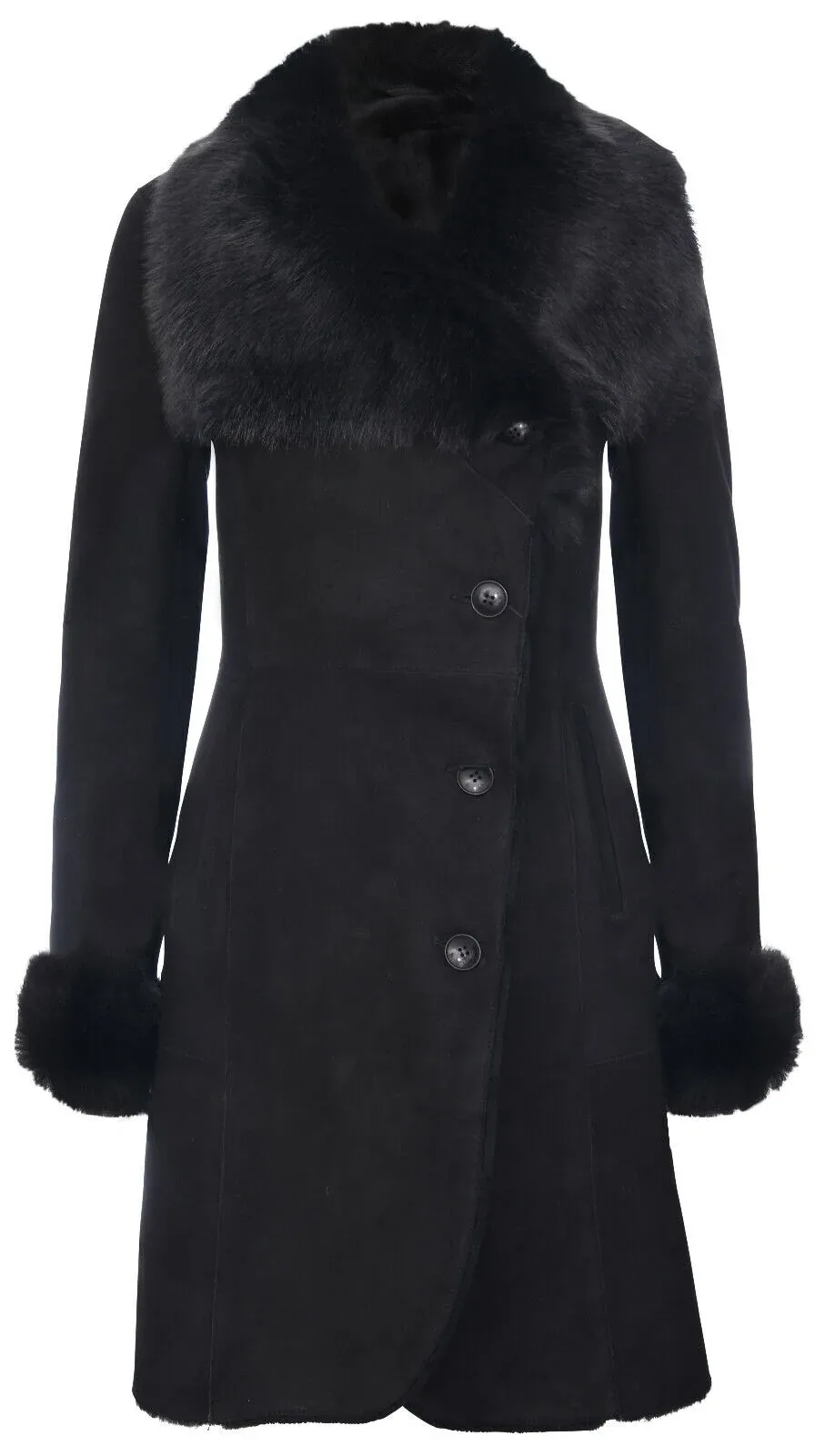 Suede Merino Shearling Coat with Toscana Collar-Hanoi by Infinity Leather