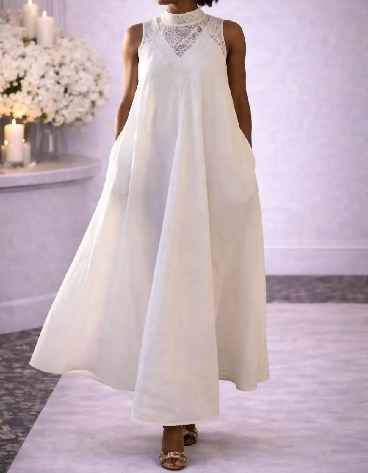 Lace Trim Maxi Dress by Step in Style
