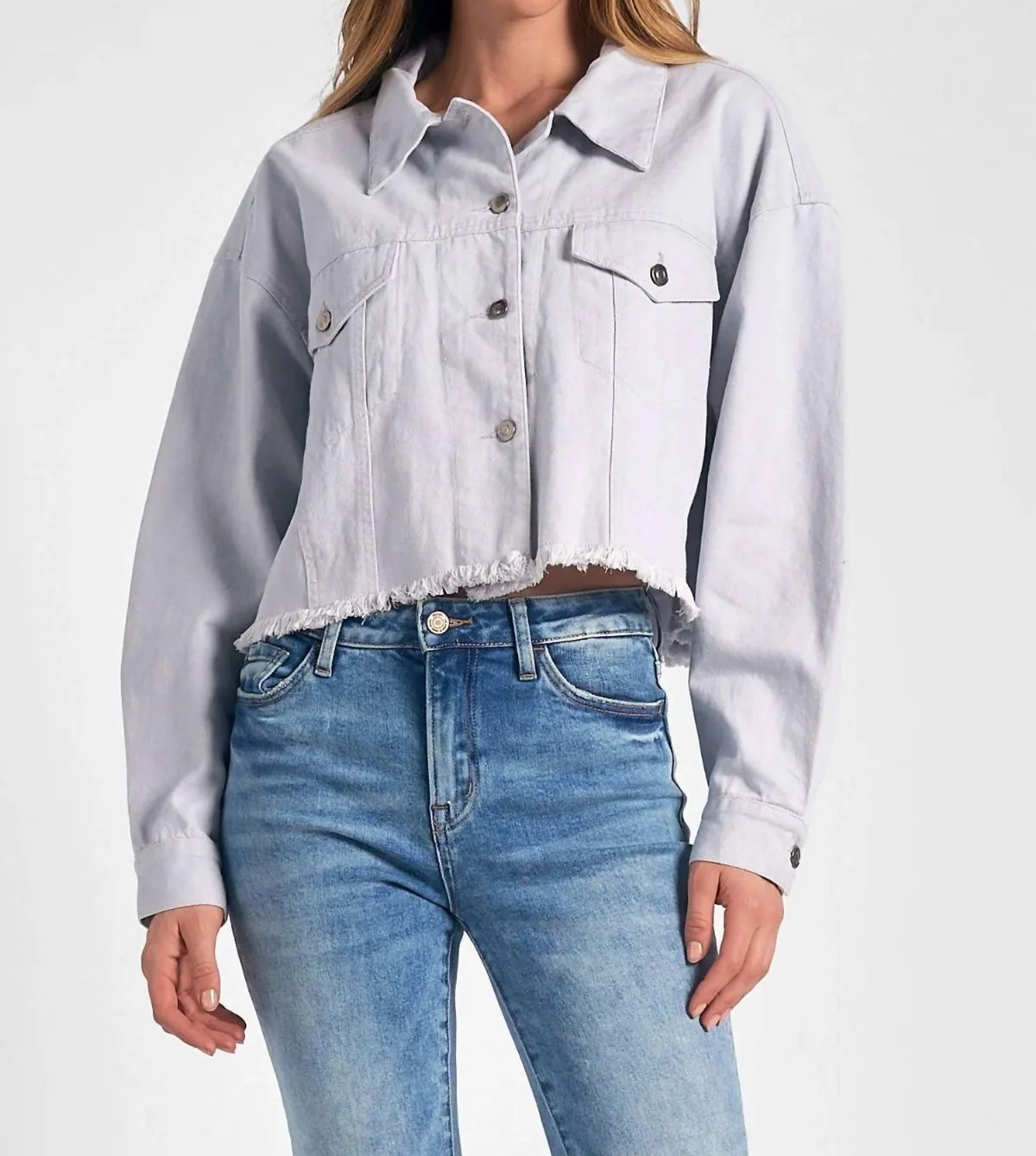 Denim Cropped Jacket by ELAN