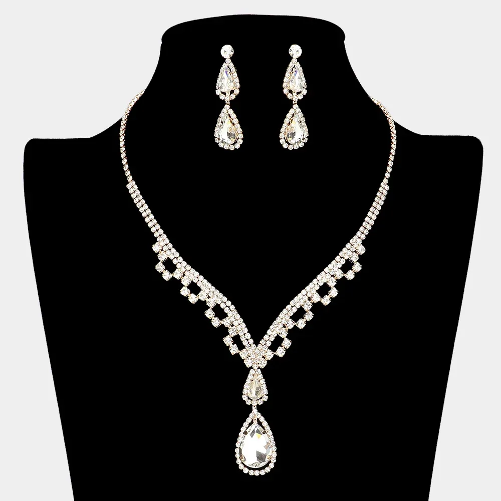 Stone Pointed Rhinestone Paved Necklace by FASHNZFAB