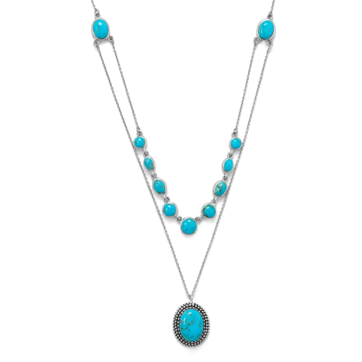 18"/20" + 2 Two Row Turquoise Necklace by FASHNZFAB