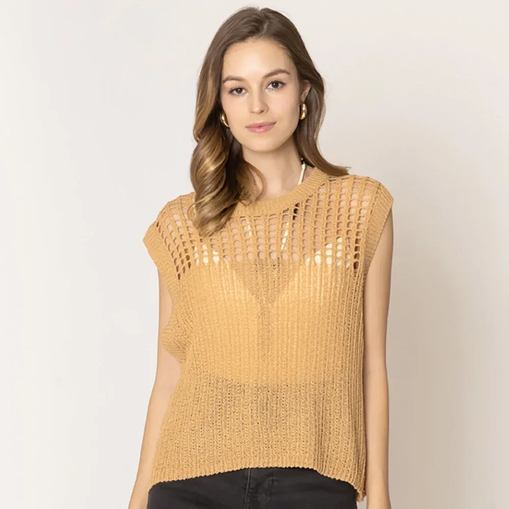 Chest Blocked Crochet Poncho Vest by TRUEDAMES