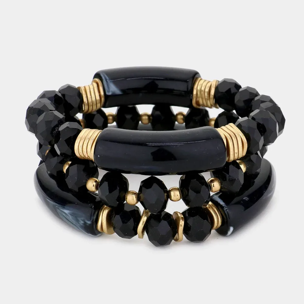 3PCS Faceted Beads Multi Layered Bracelets by FASHNZFAB