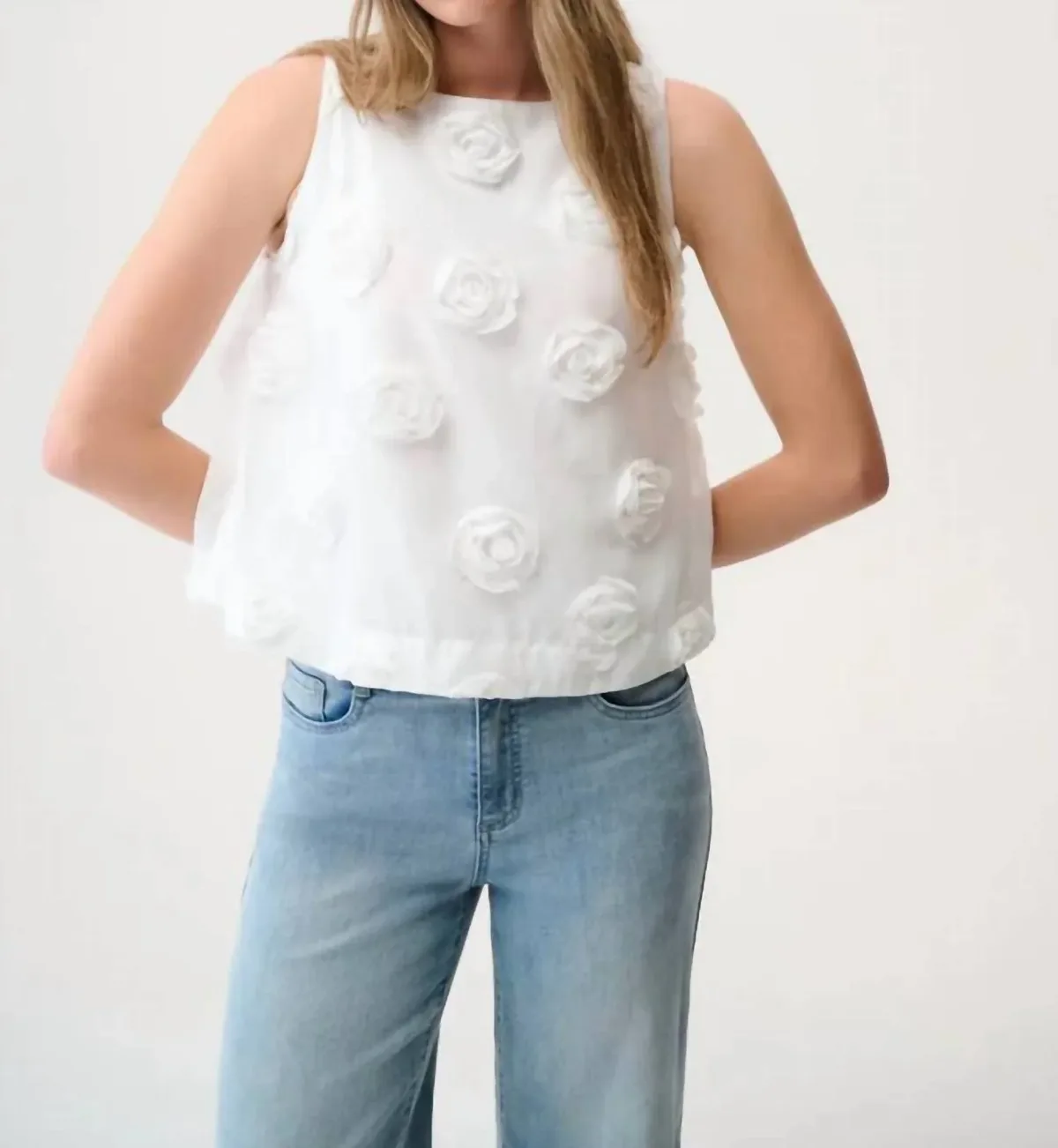 3D Floral Tank in Off-White by Joseph Ribkoff