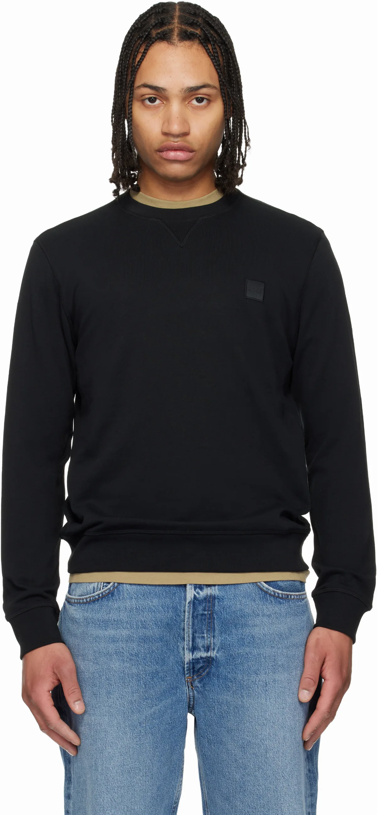 Black Cotton-Terry Logo Patch Sweatshirt