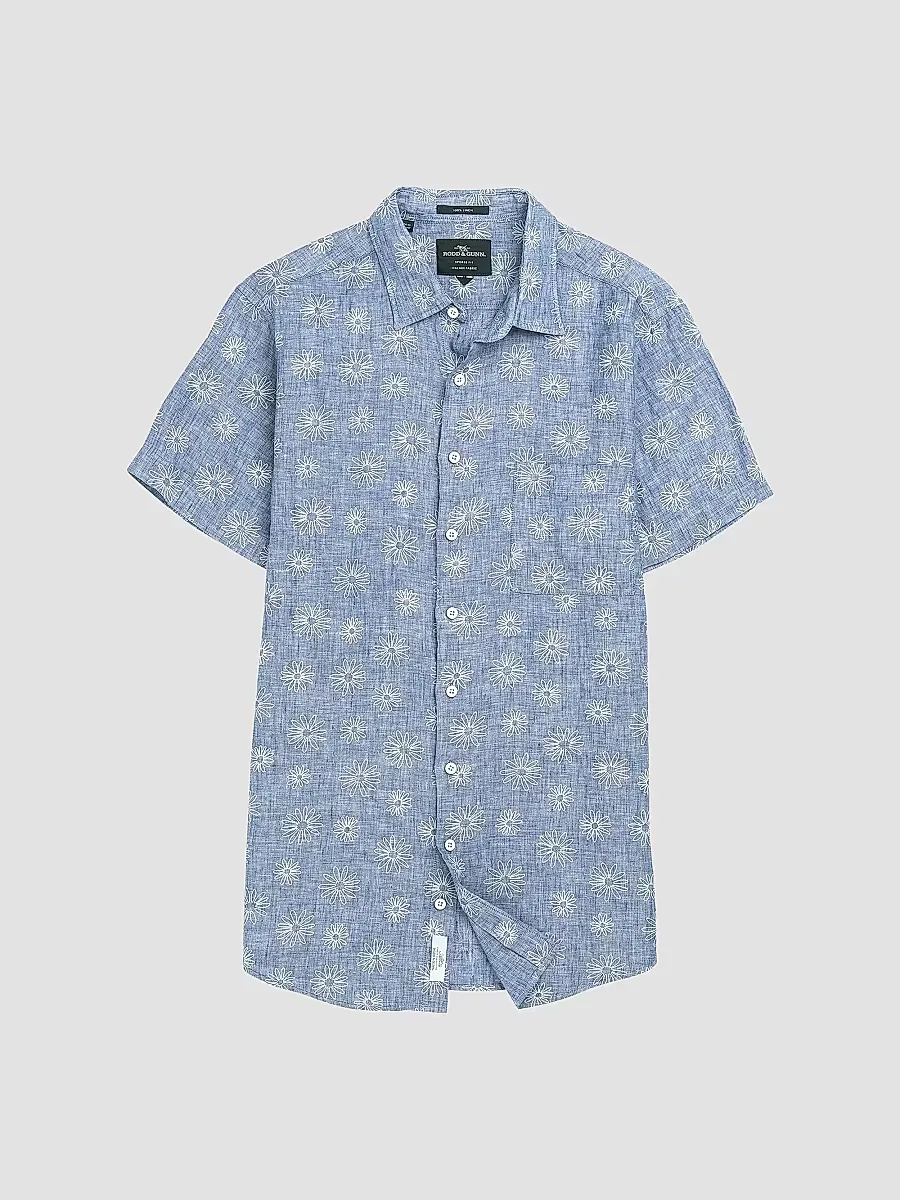 Carleton Floral-Embroidered Linen Shirt by Rodd & Gunn