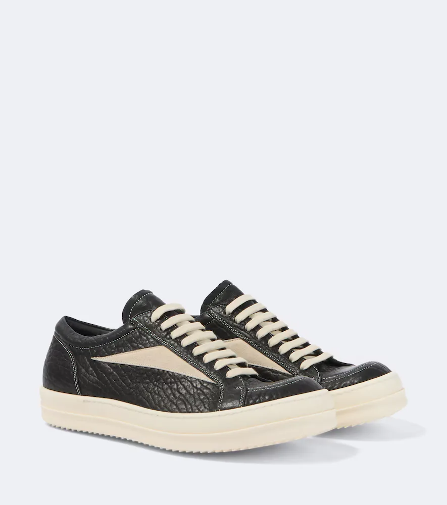 Vintage Suede-Trimmed Leather Sneakers by Rick Owens