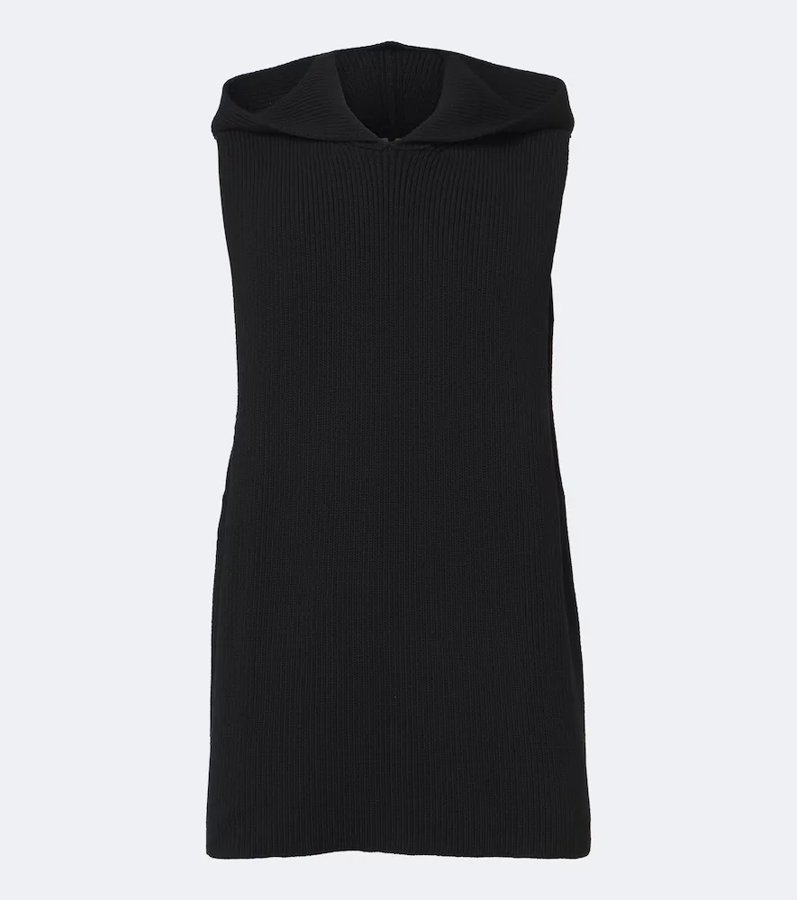 Hooded Ribbed-Knit Virgin Wool Tank Top by Rick Owens
