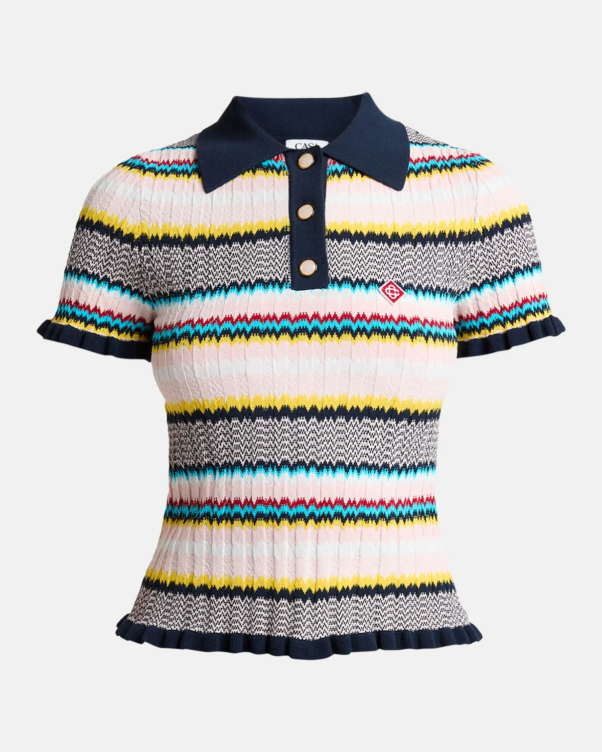 Chevron Short-Sleeve Polo Shirt by Casablanca