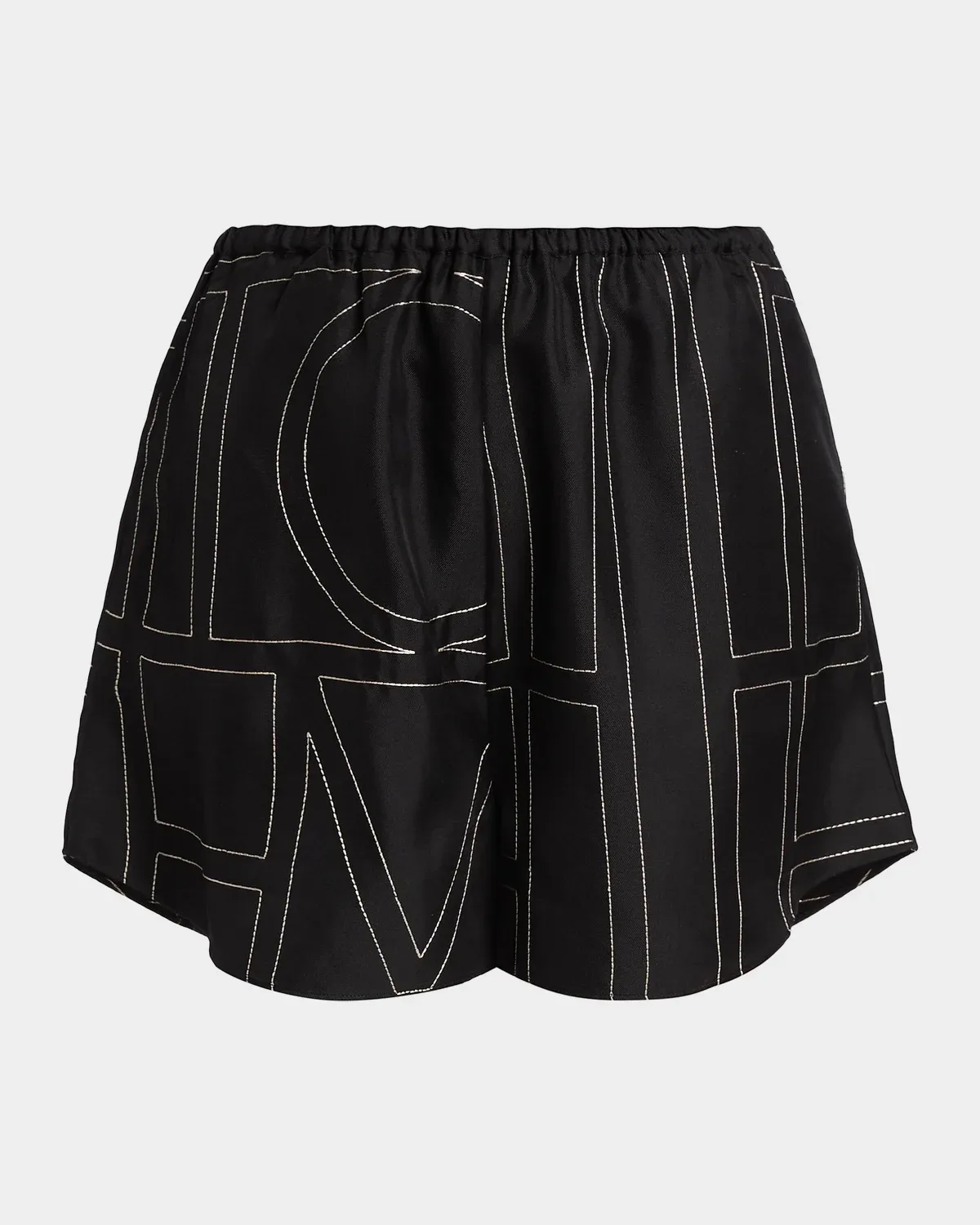 Silk Stitched-Logo Shorts by Toteme