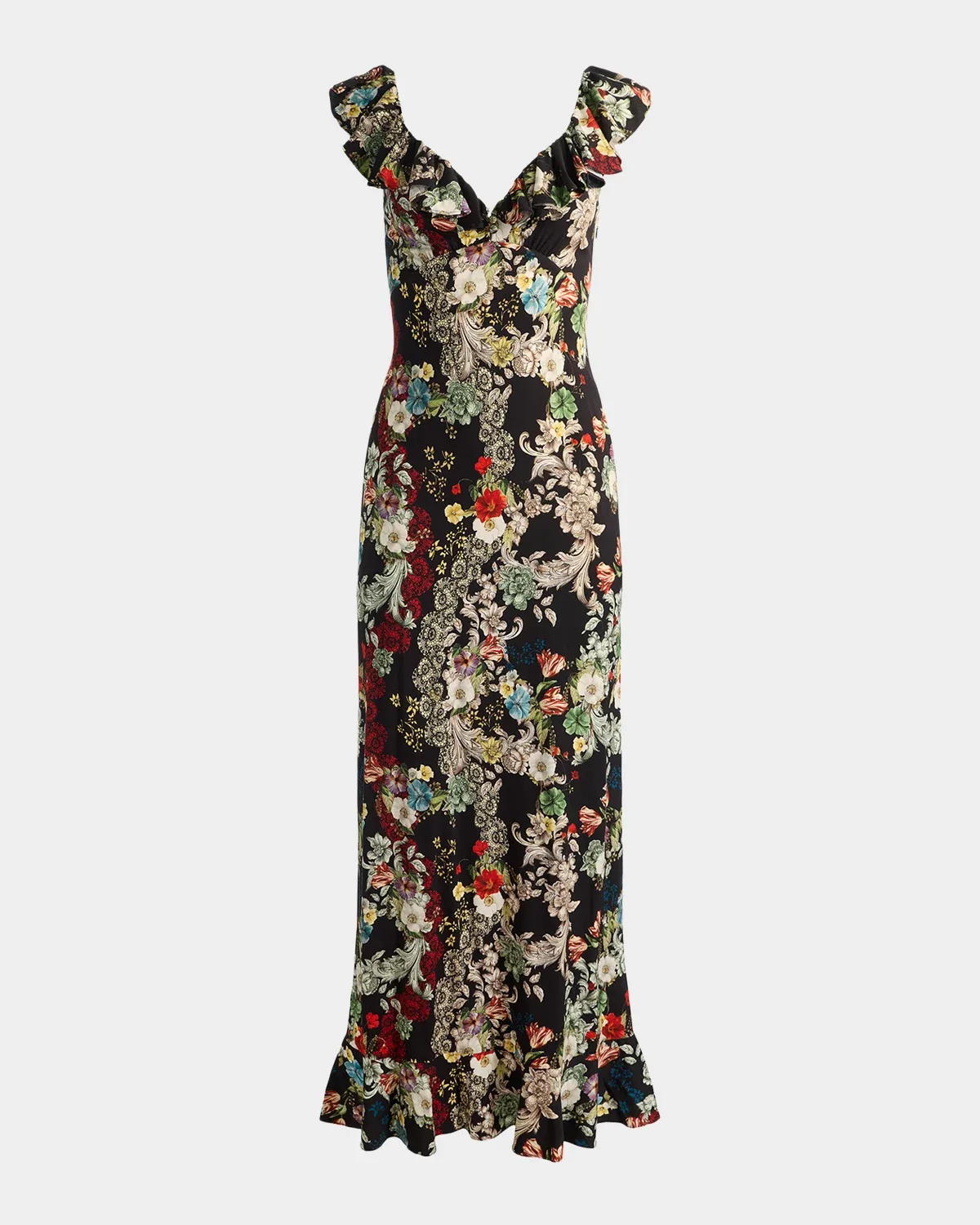 Gemma Floral Ruffle-Trim Maxi Dress