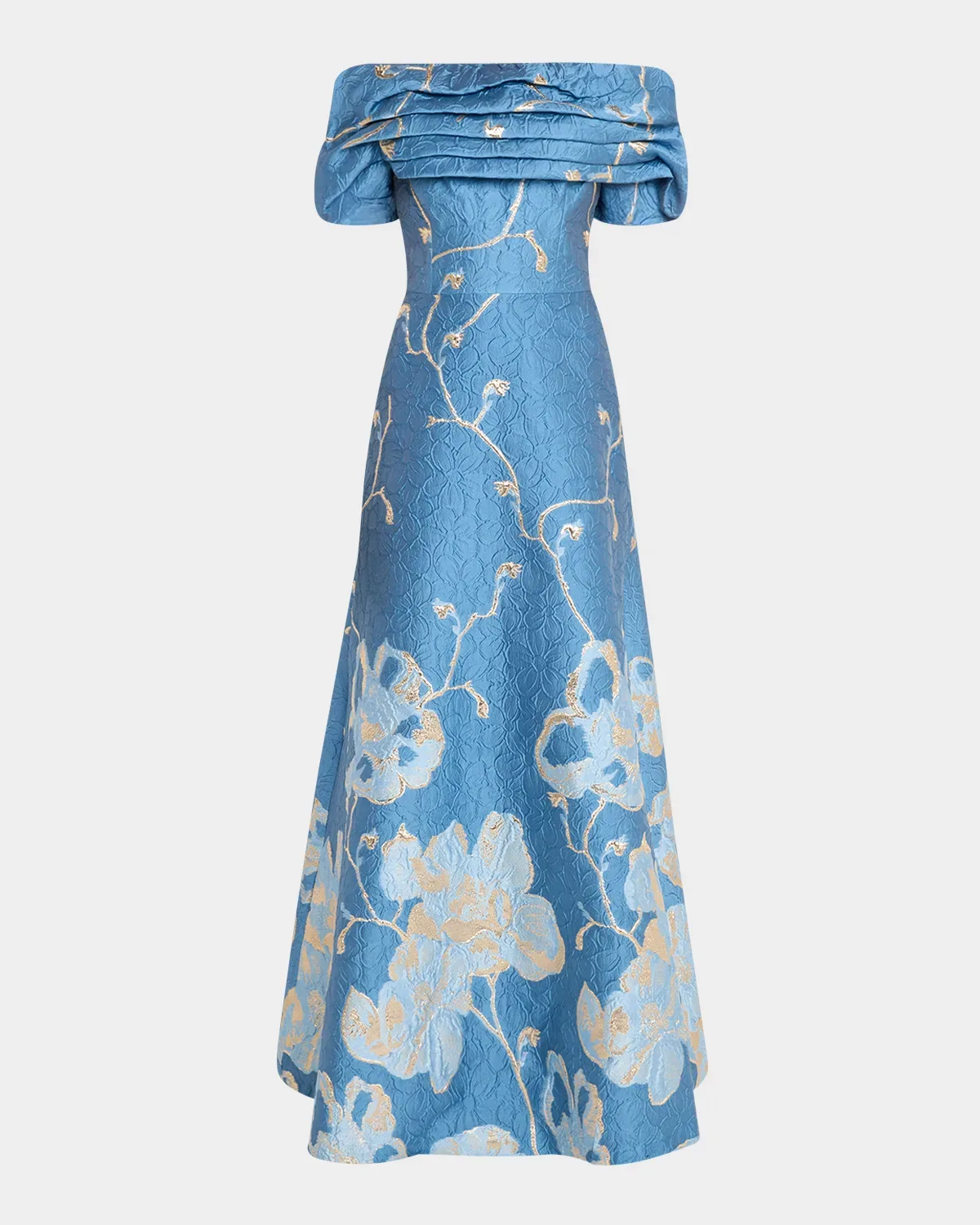 Off-Shoulder Metallic Jacquard Gown