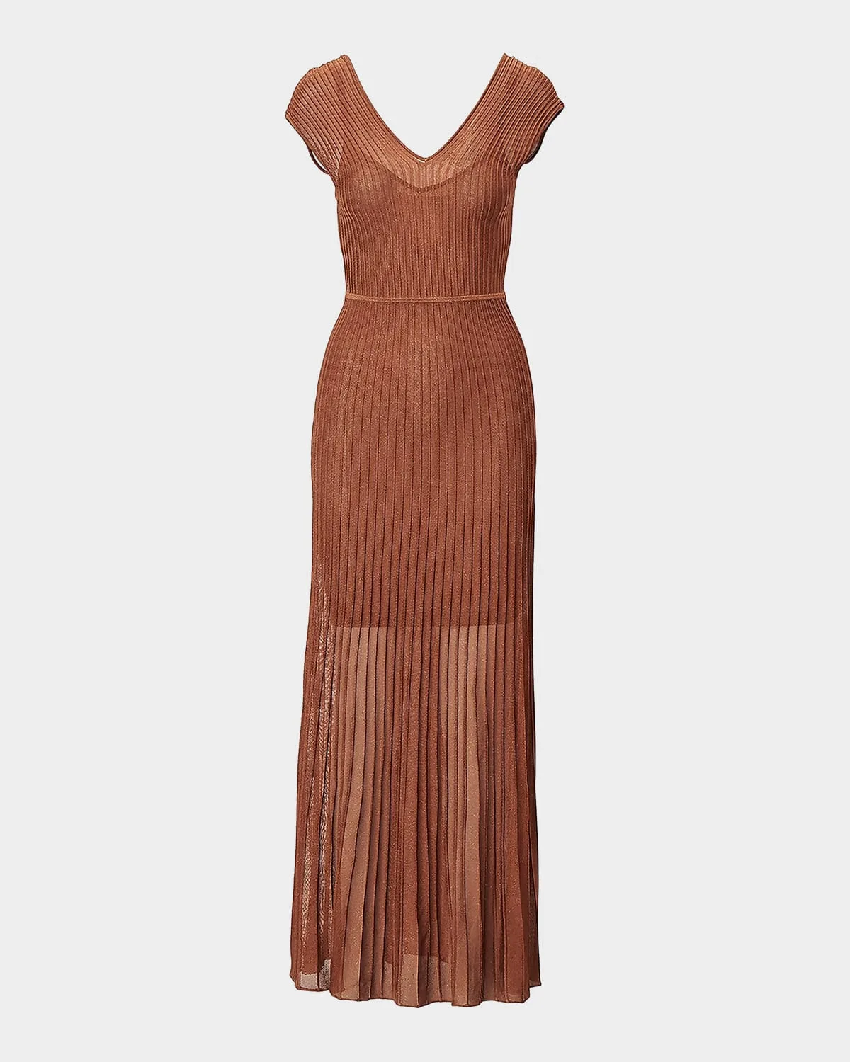Aubrey Metallic Rib-Knit Maxi Dress