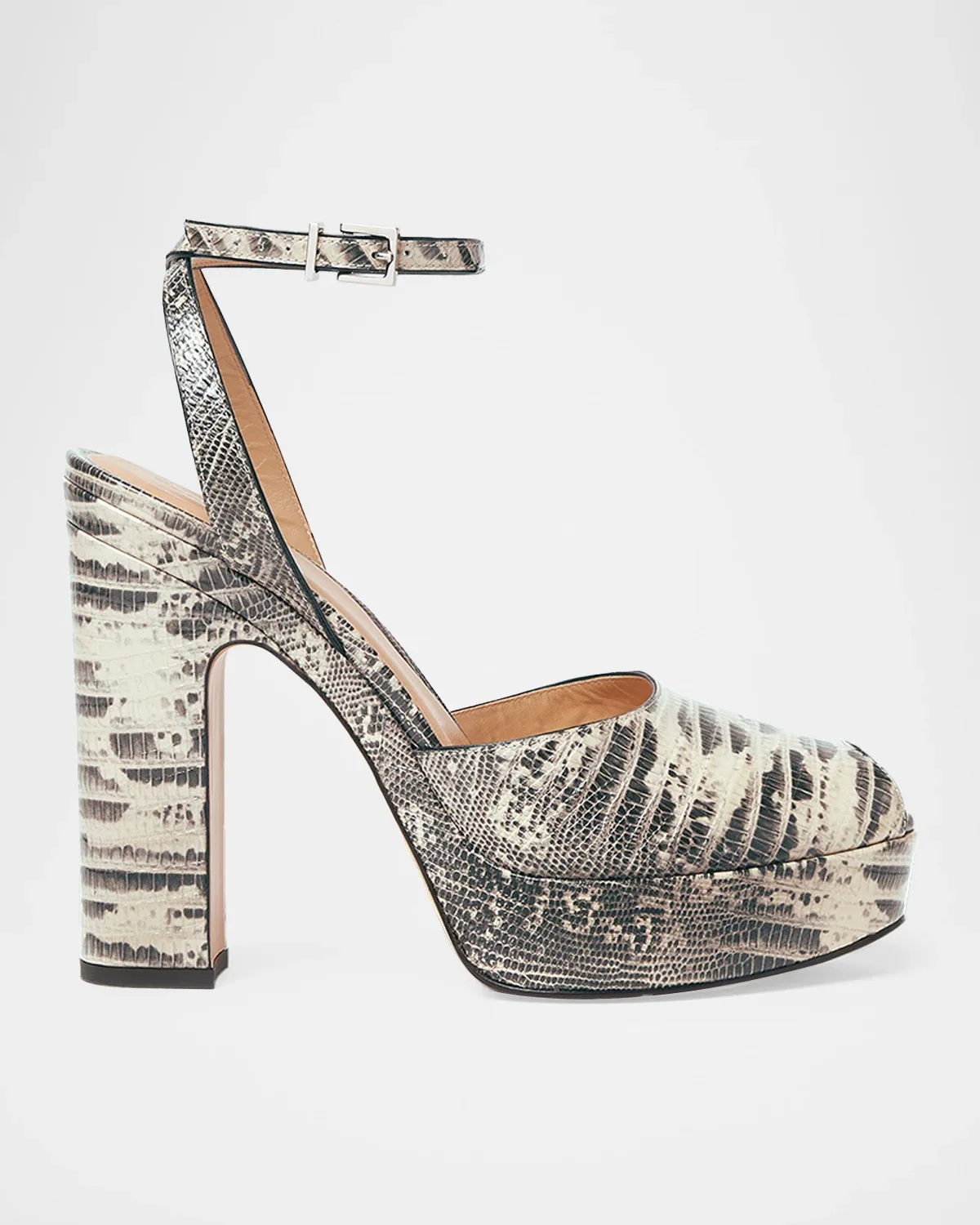 125MM Snakeskin-Embossed Leather Sandals by Fendi