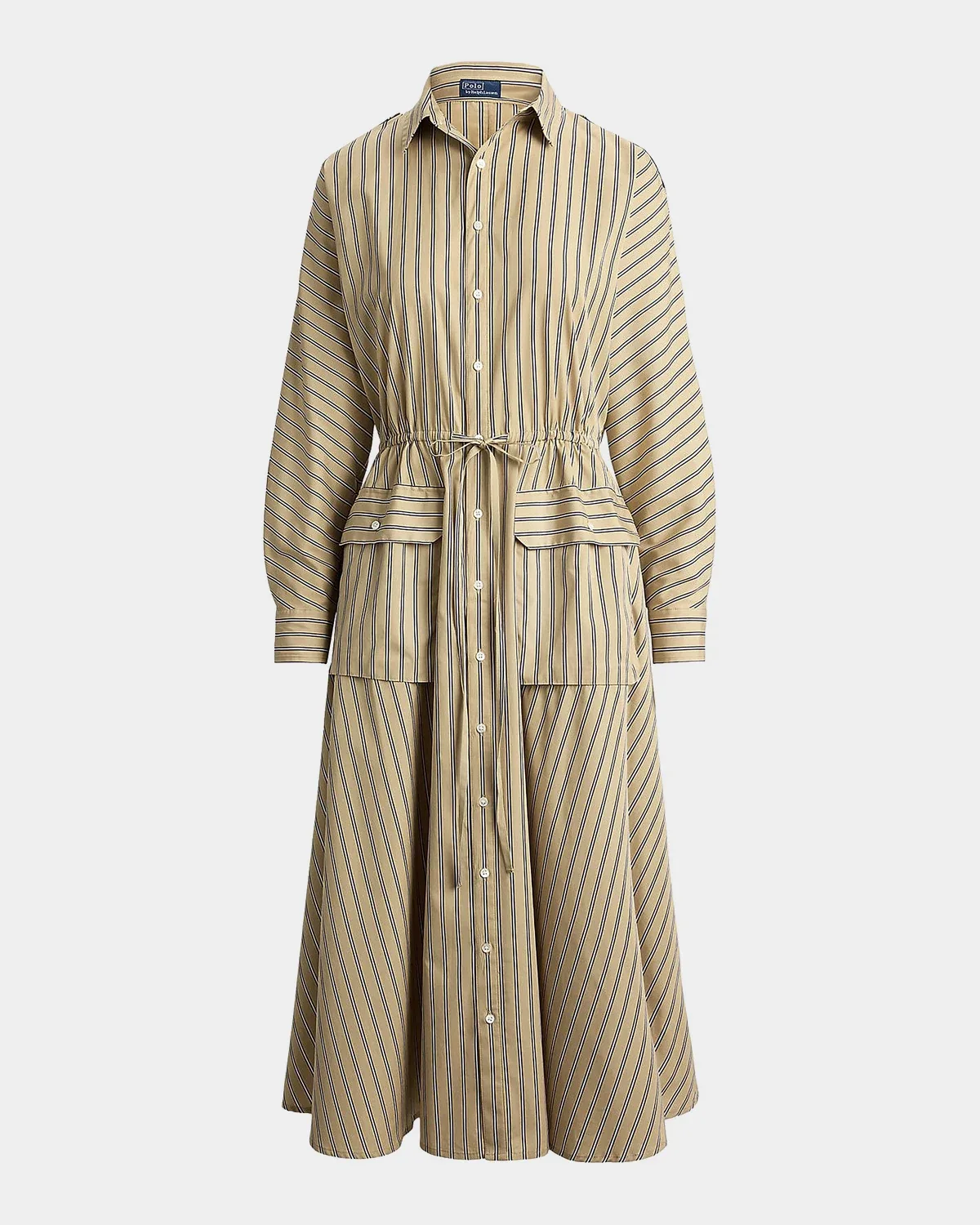 Striped Cotton Canvas Midi Shirtdress by Polo Ralph Lauren