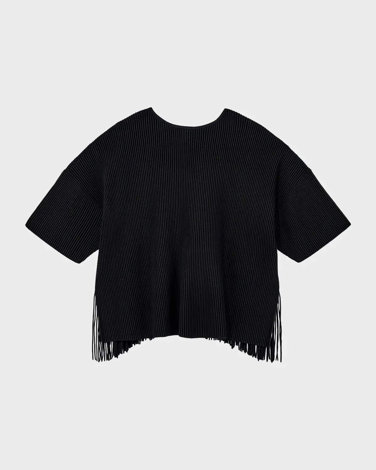 Fringe-Hem Ottoman Ribbed Knit Cardigan by Emporio Armani