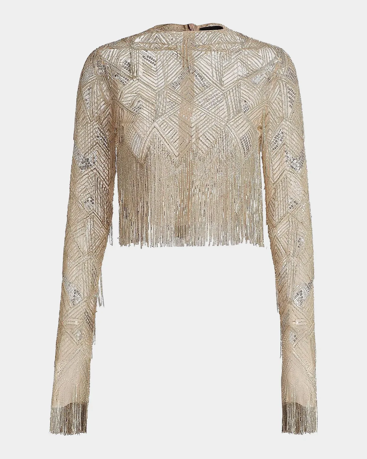 Geometric Crystal Fringe Crop Top