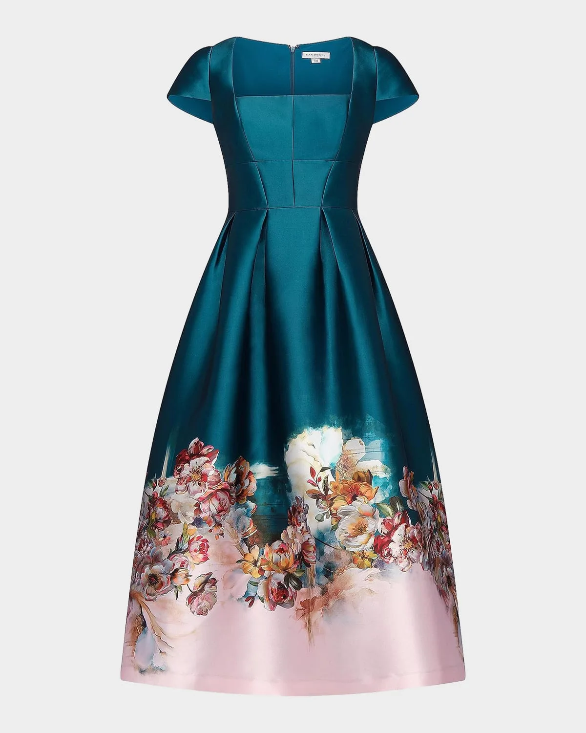 Amaya Floral Satin Tea-Length Dress