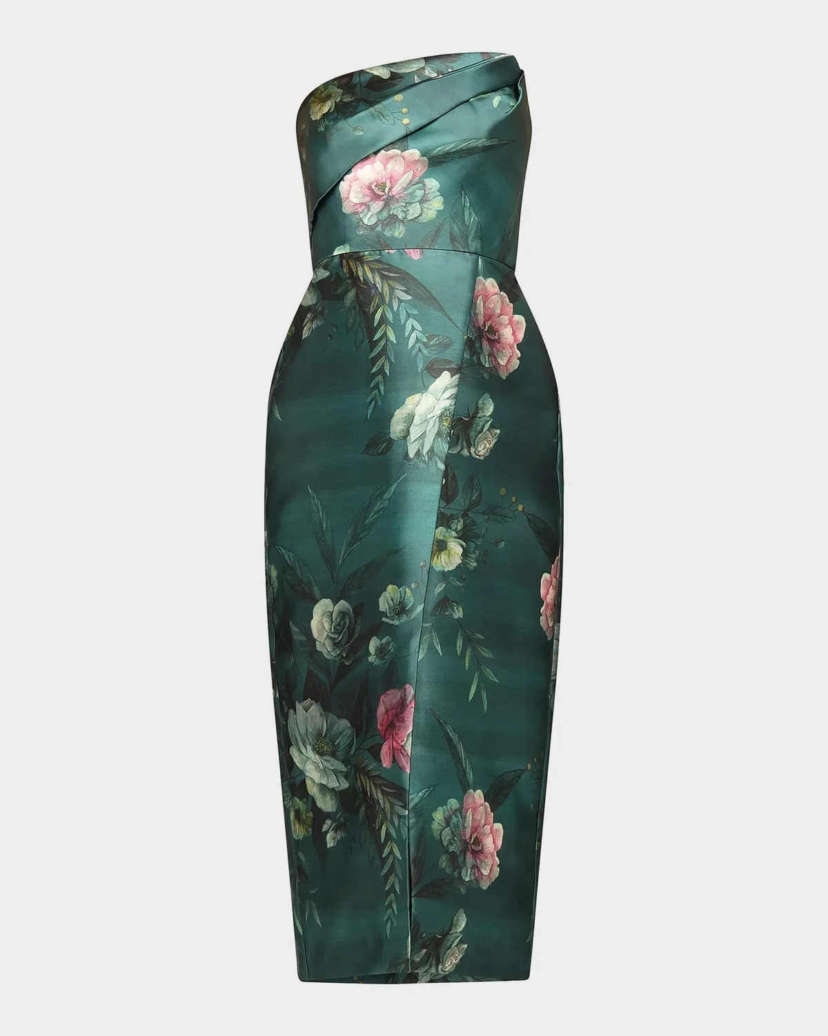 Amelie Floral Satin Tea-Length Dress by Kay Unger New York