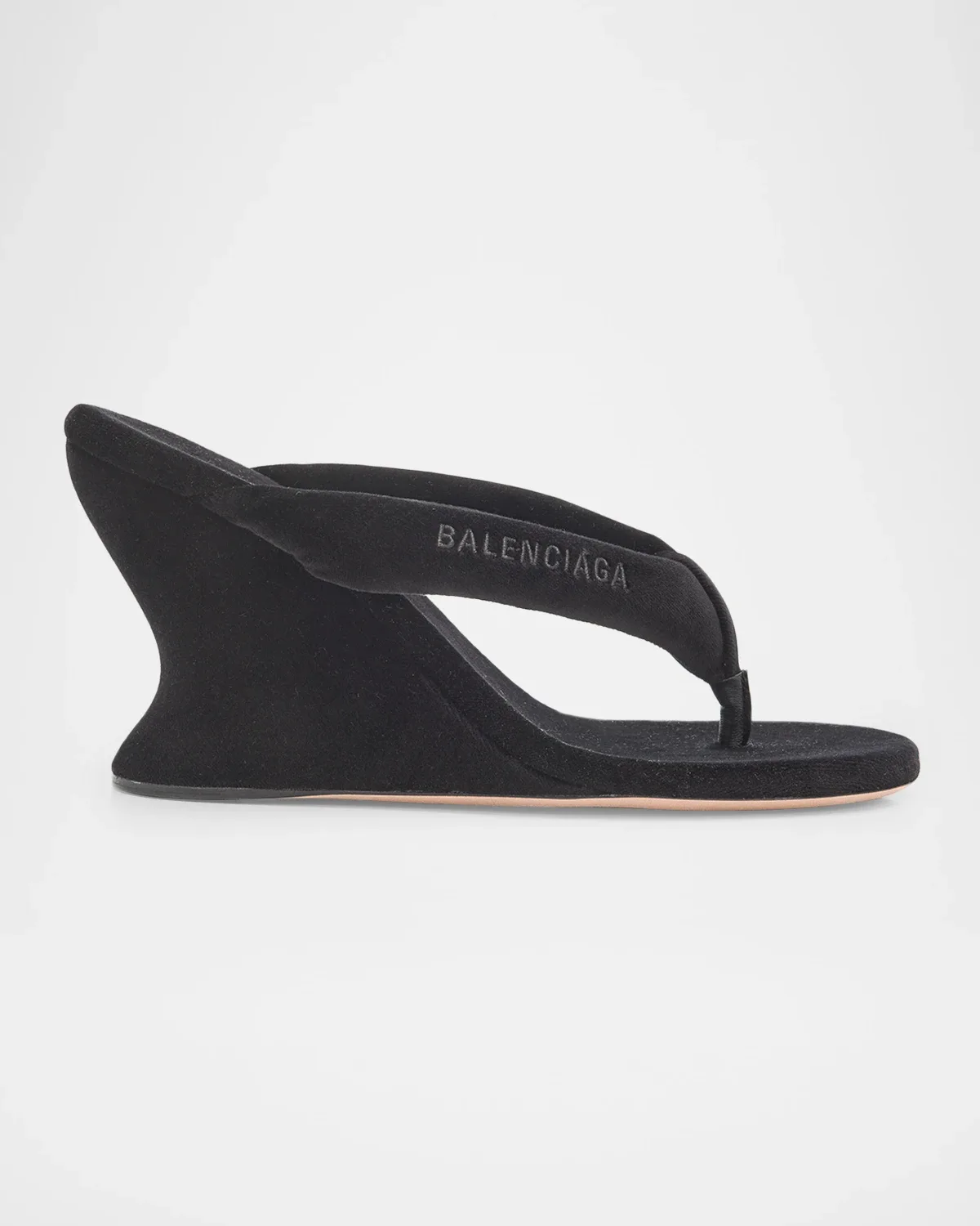 90mm Gaeta Velvet Wedge Thong Sandals by Balenciaga