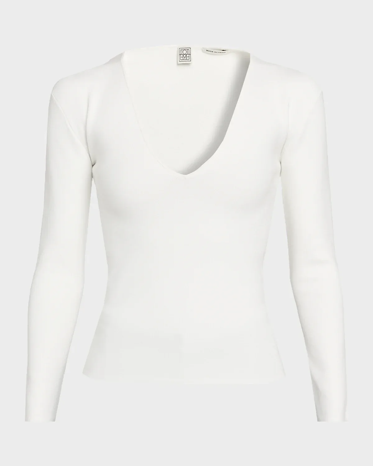Compact Knit V-Neck Top by Toteme
