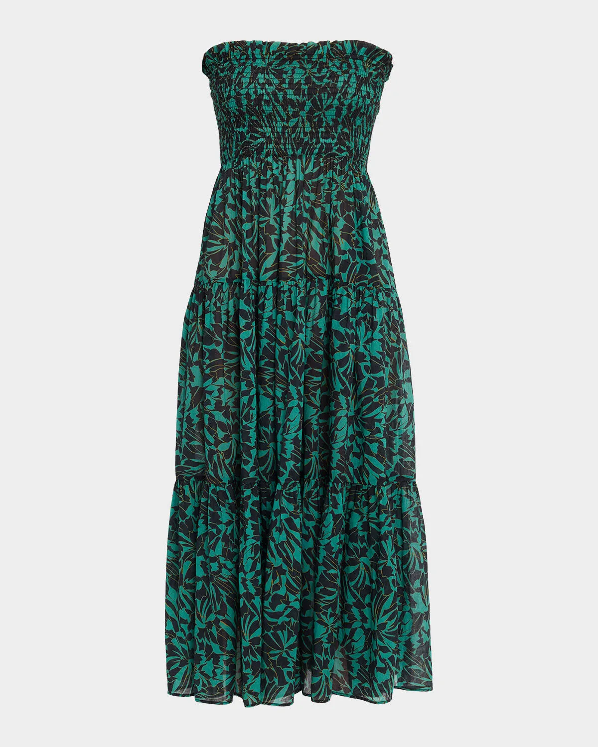 Lucca Smocked Strapless Midi Dress
