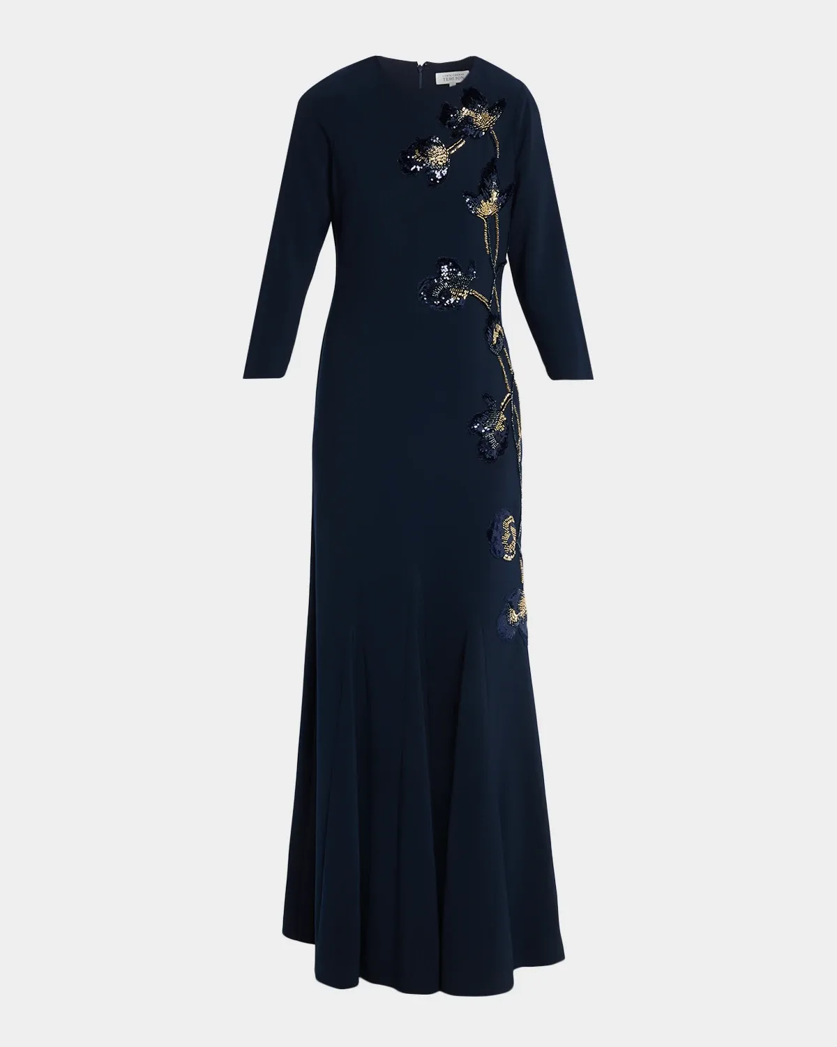 Floral Sequin Godet Gown by Rickie Freeman for Teri Jon