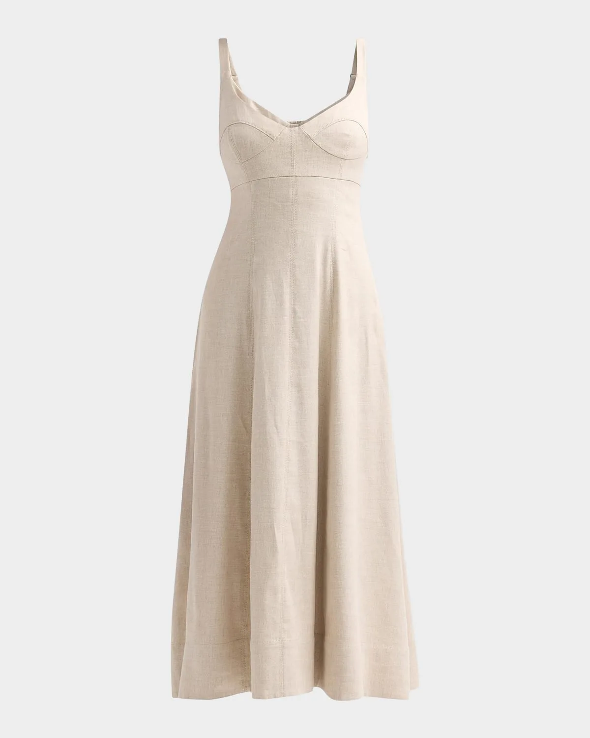 Arya Linen-Blend A-Line Midi Dress by Toccin