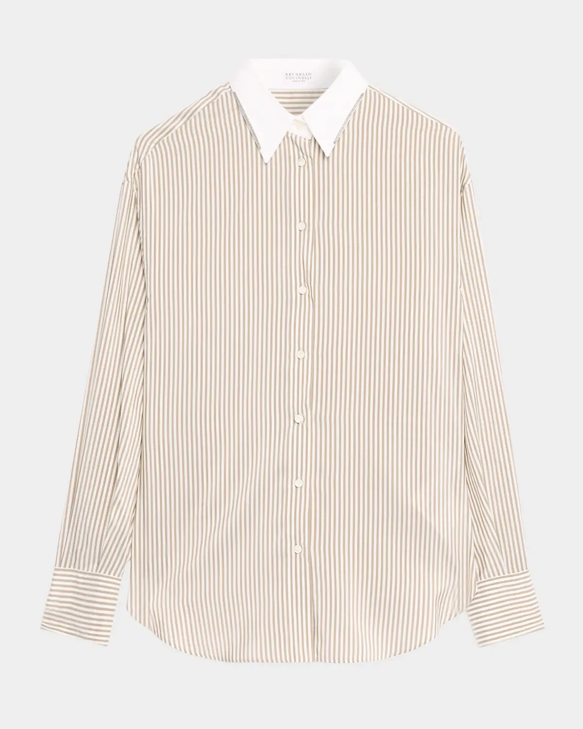 Silk-Blend Striped Buttoned Shirt by Brunello Cucinelli