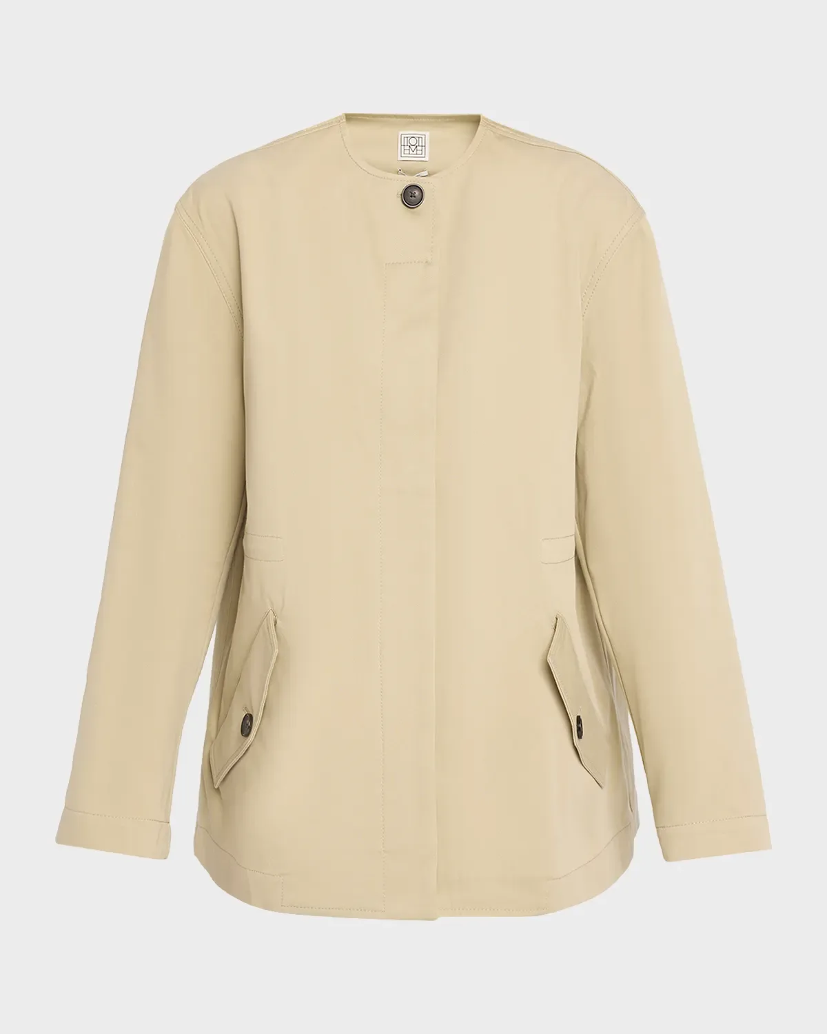 Single-Breasted Cotton Twill Collarless Jacket by Toteme