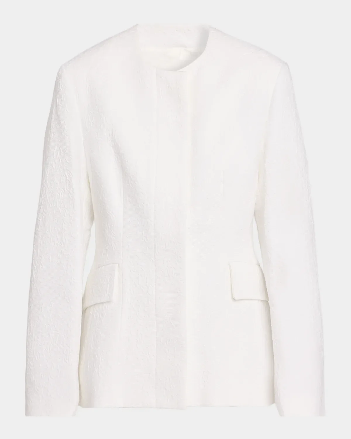 Single-Breasted Cotton Jacquard Collarless Jacket by Toteme