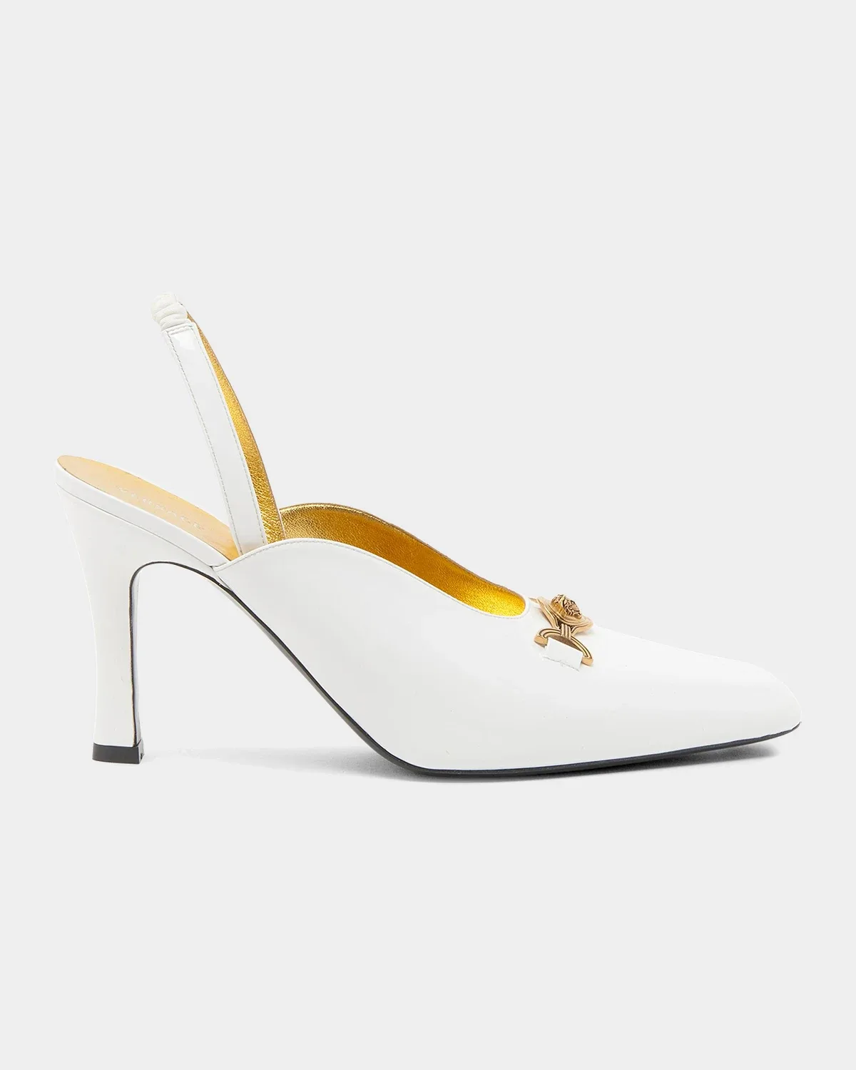 90MM Medusa-Detail Leather Slingback Pumps by Versace