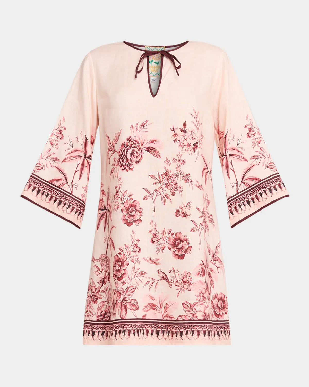 Floral-Print Linen Shift Dress by Johnny Was