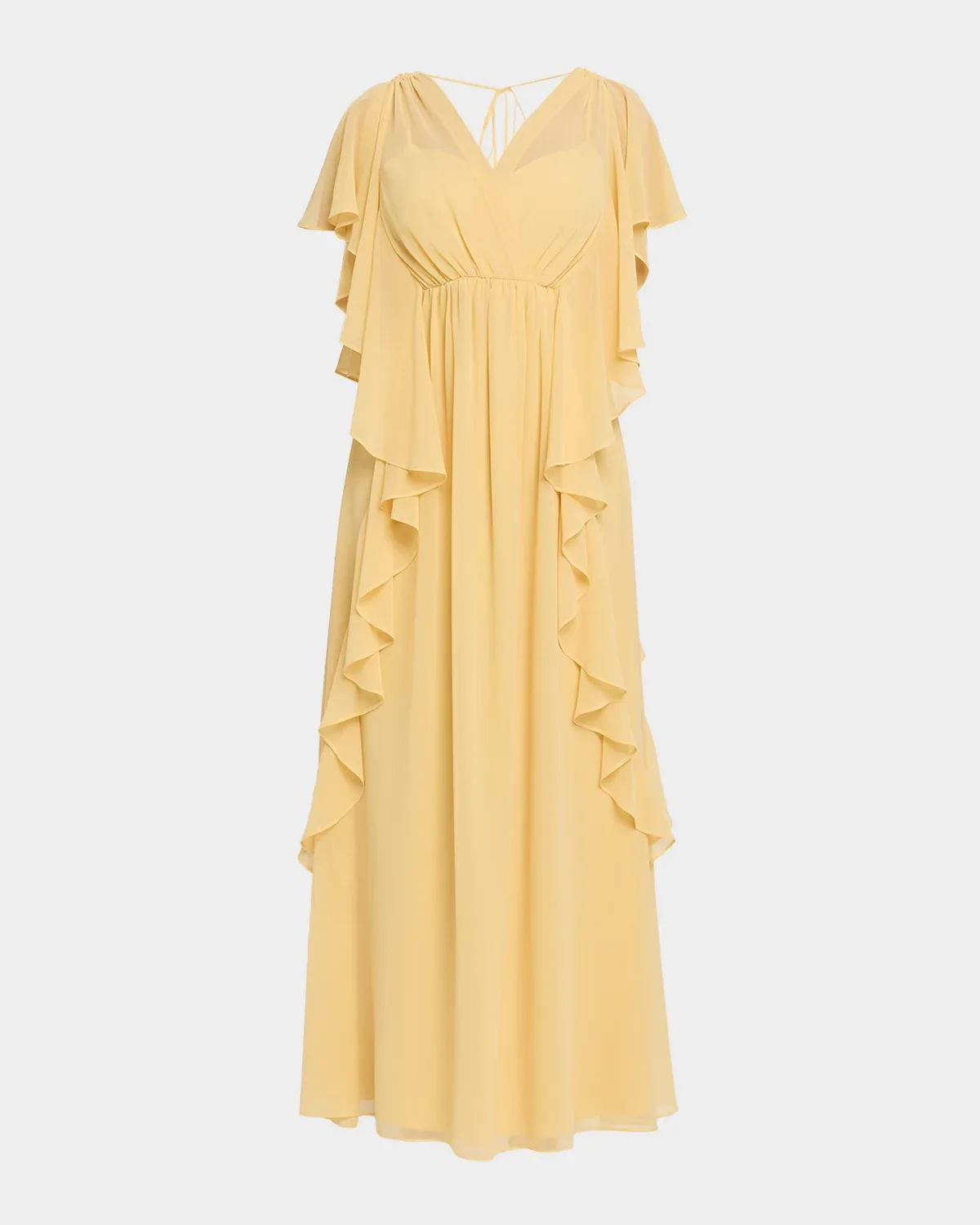 Saffron Draped Ruffle Maxi Dress by Ungaro
