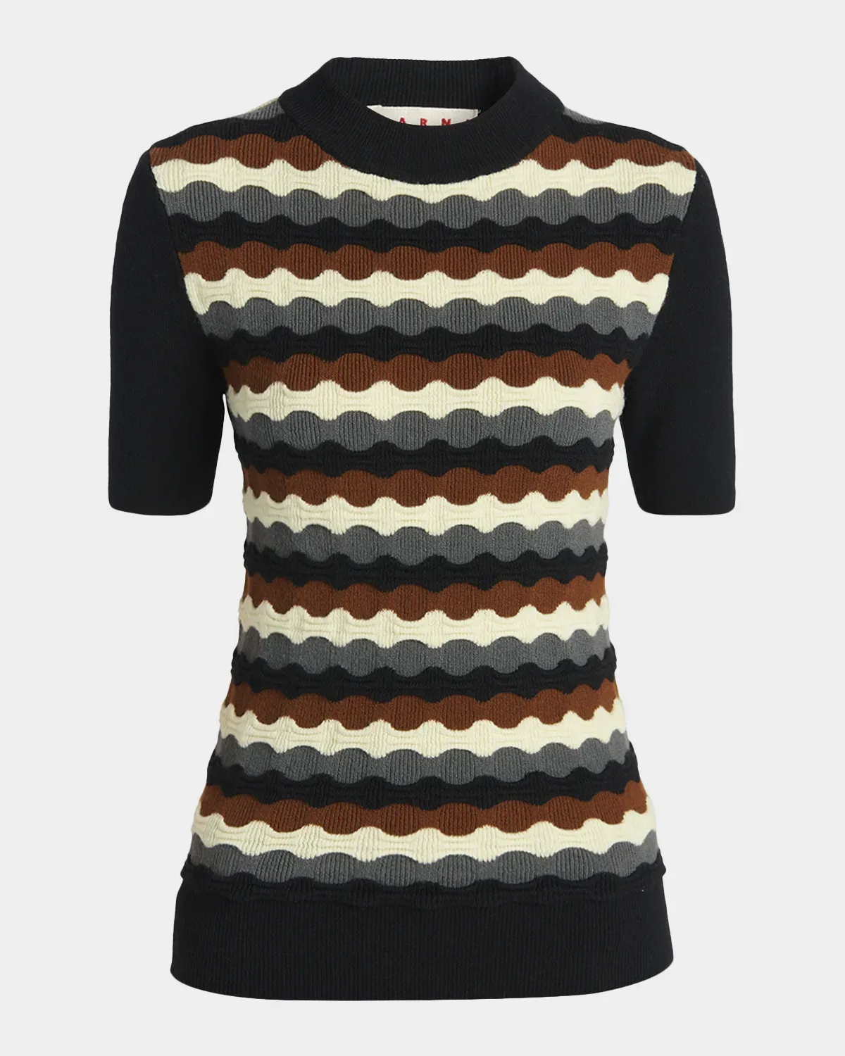 3D Wave Short-Sleeve Wool Sweater by Marni