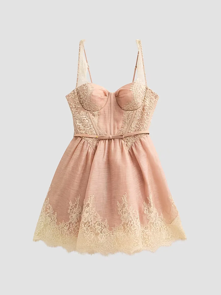 Valiant Lace-Trim Mini Dress
