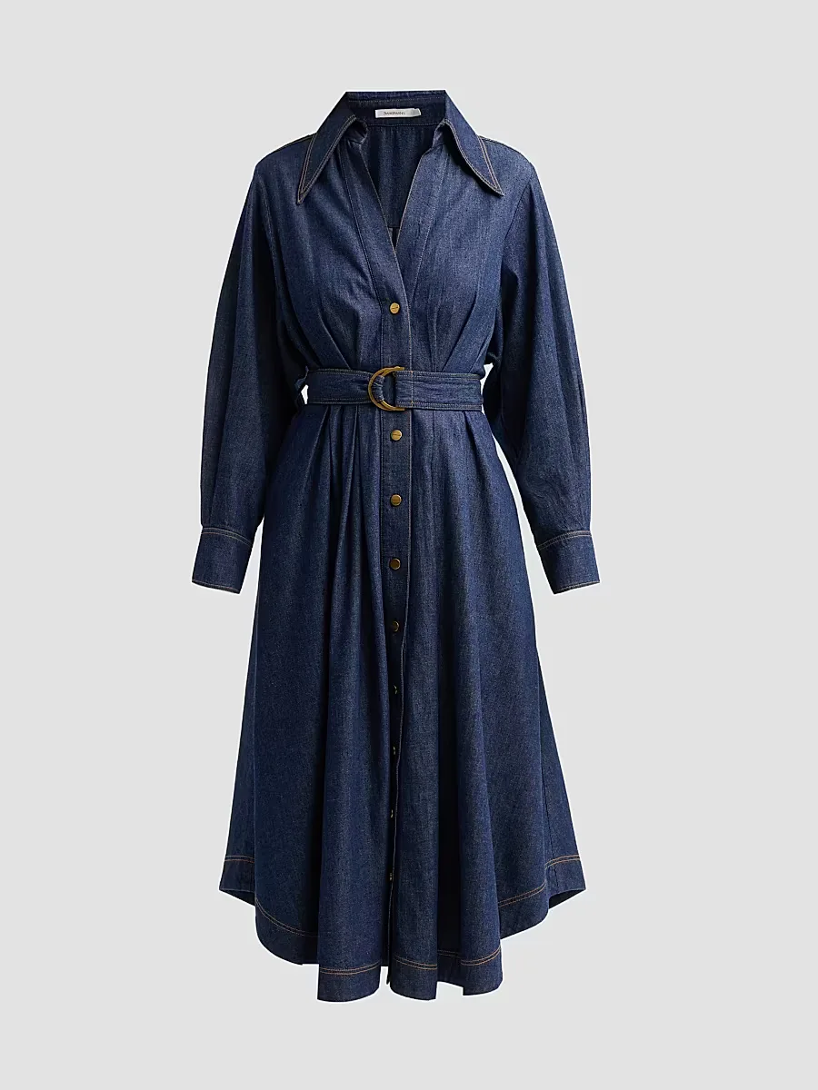 Denim Belted Midi Shirtdress