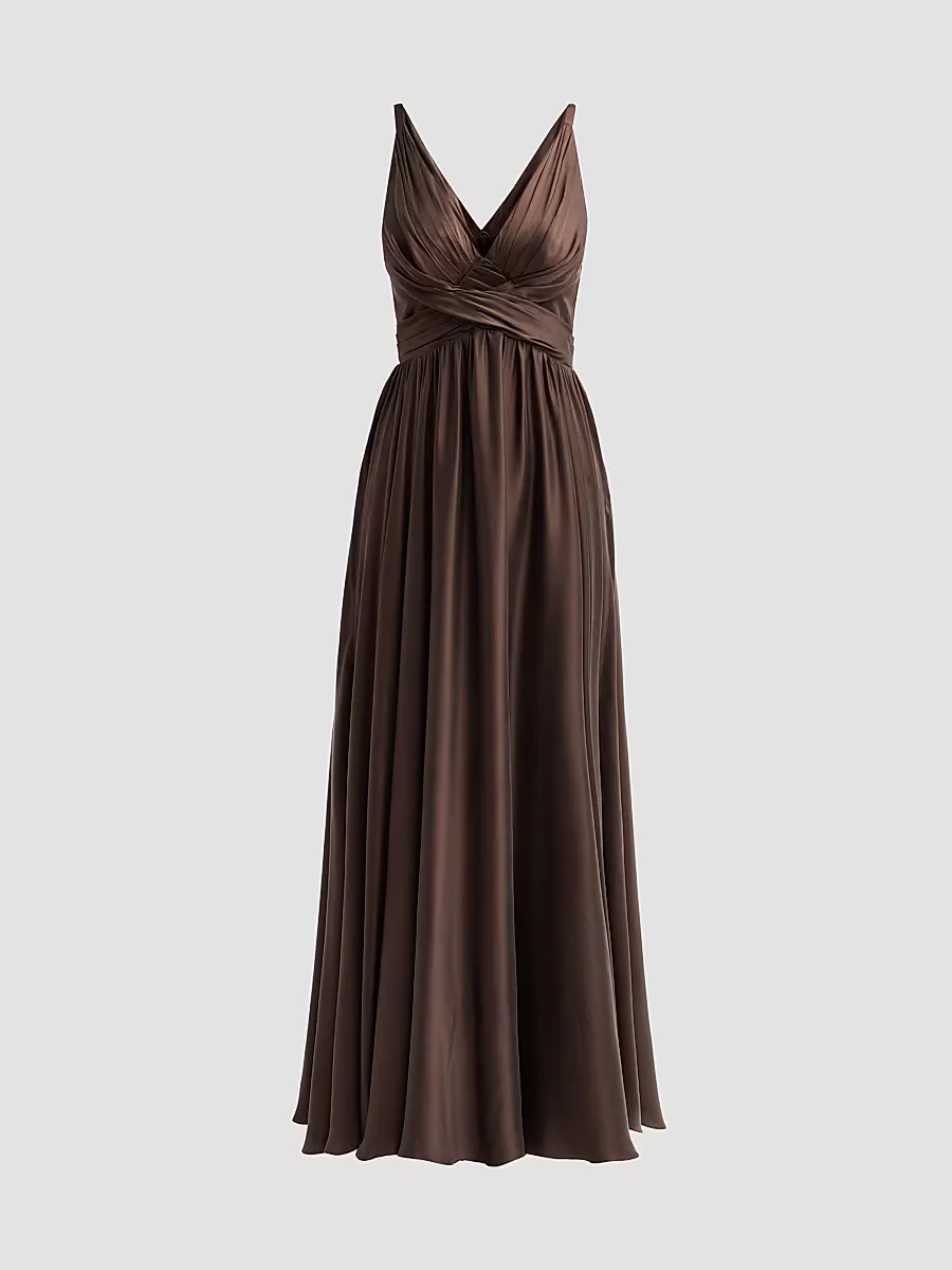 Draped Silk Maxi Dress