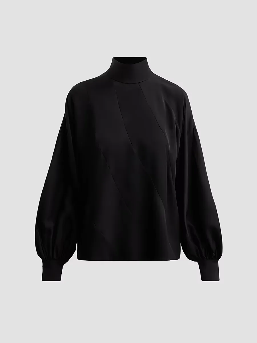 Bias Mock Turtleneck Blouse by Zimmermann