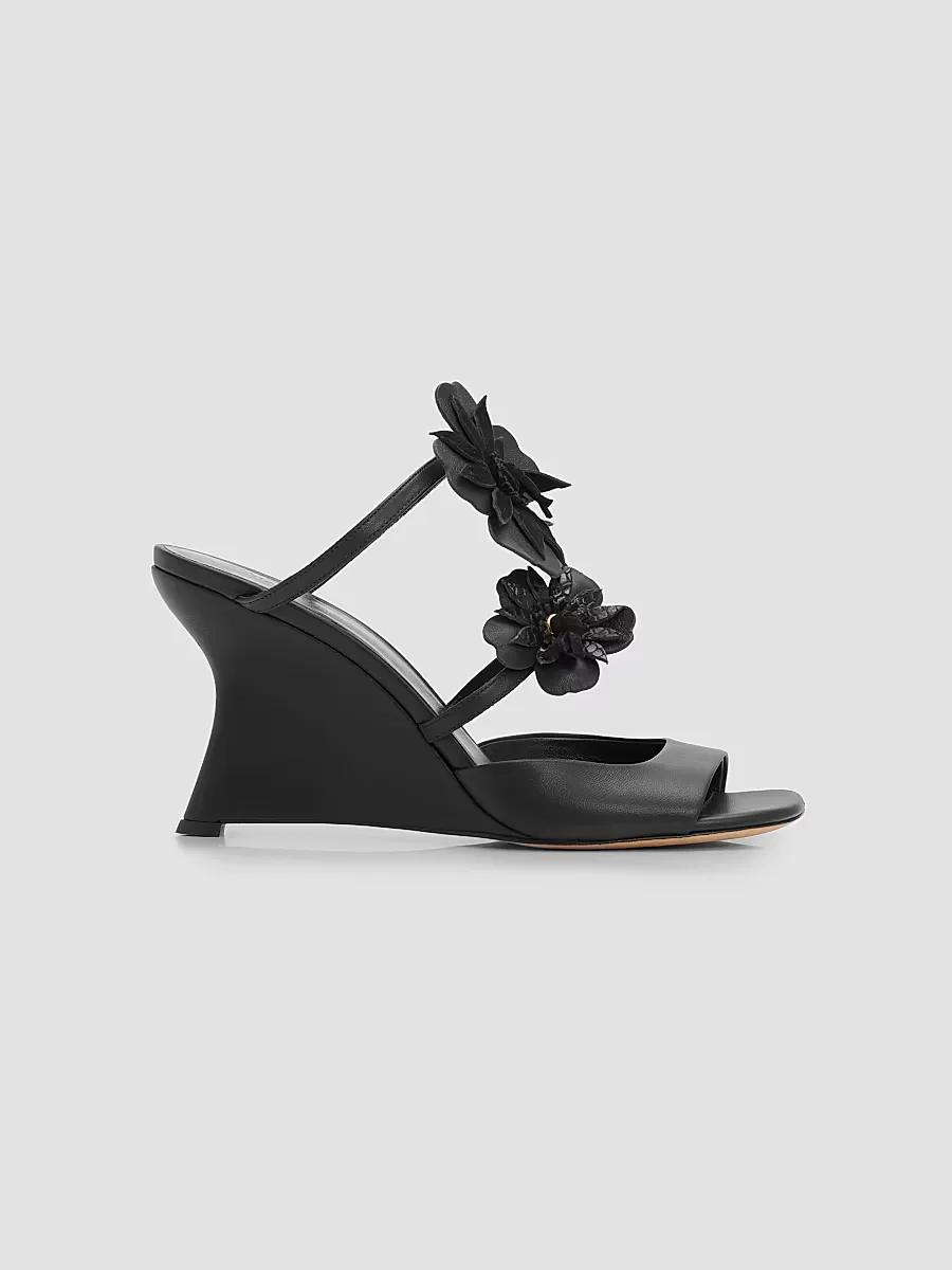 Belara 85MM Floral Leather Wedge Sandals by Zimmermann
